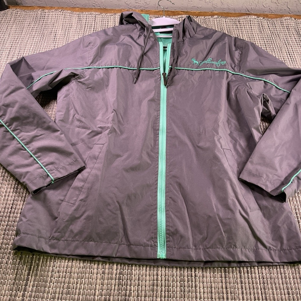 Prairie Mountain Yellowstone Windbreaker Jacket Gray Mint Green Womens Medium
